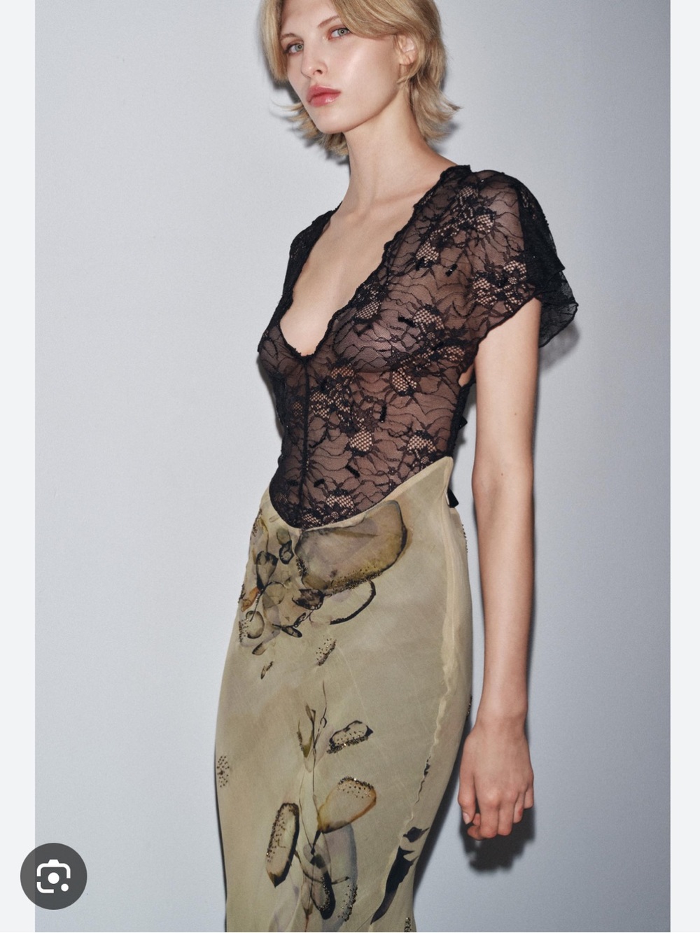 Zara Lace Print Maxi Dress Beaded Slip Dress 1377/907/330 NWT Large - Picture 7 of 12